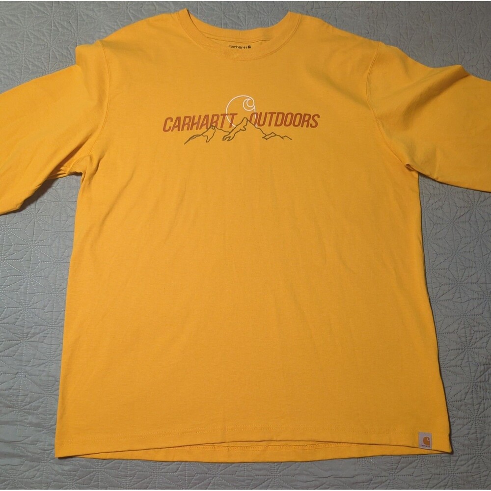 Carhartt Relaxed Fit Heavyweight Long Sleeve Yellow Shirt Mens Sz XL 100% Cotton - Picture 2 of 7